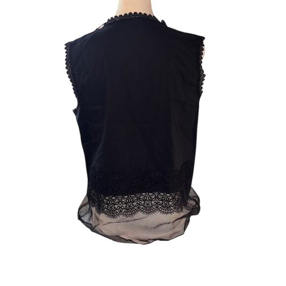 NWT Tahari Zeena Sz M Sleeveless Blouse Goth Romantic Lace and Netting - Picture 2 of 9